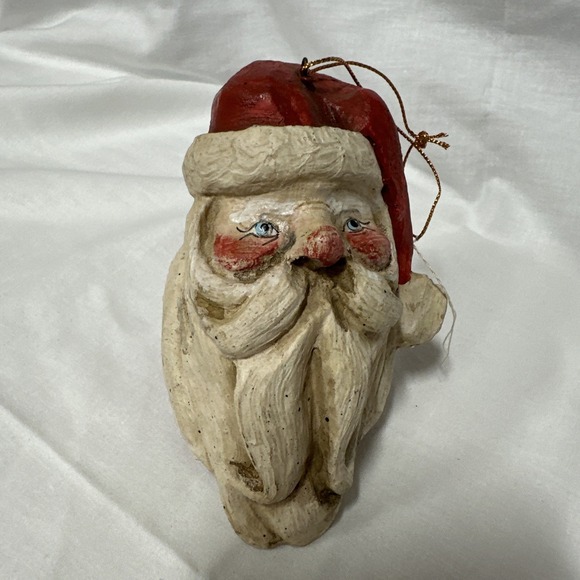 Vintage 1988 House of Hatten Santa Claus Head Face Christmas Ornament - Picture 1 of 5